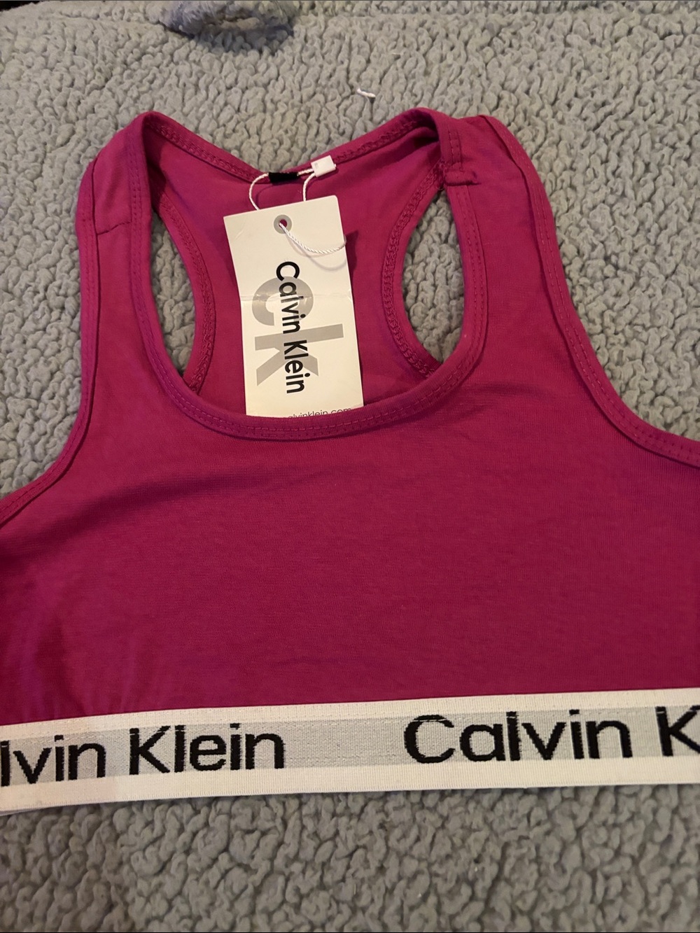 NWT Calvin Klein Hot Pink Racerback Bralette Tank with Branded Band
